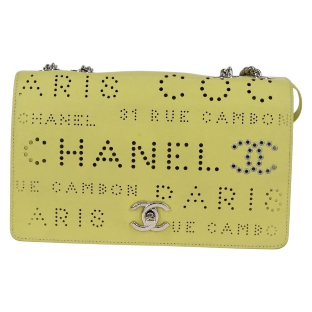 Chanel Leather Chain Shoulder Bag Yellow